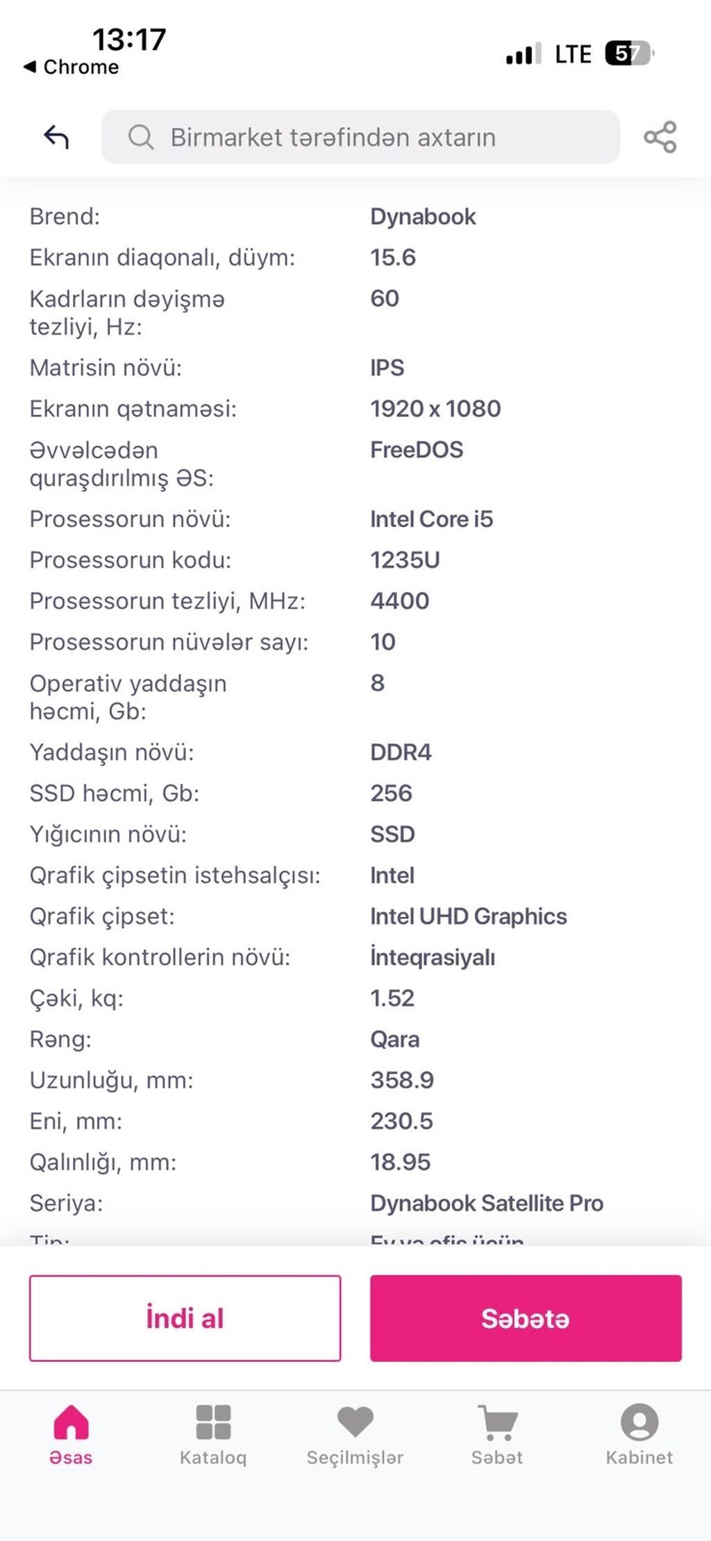 Dynabook Satellite Pro noutbuku - Ekran: 15.6", IPS panel, 1920x1080 — Elektronika, Masazır (2)