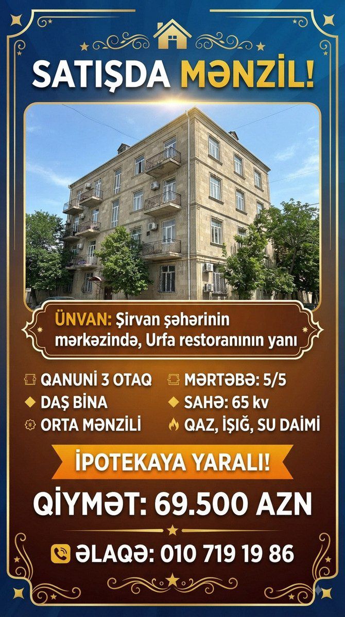 3-otaqlı mənzil, Şirvan ş., 65 m² — Daşınmaz əmlak, Şirvan (11)