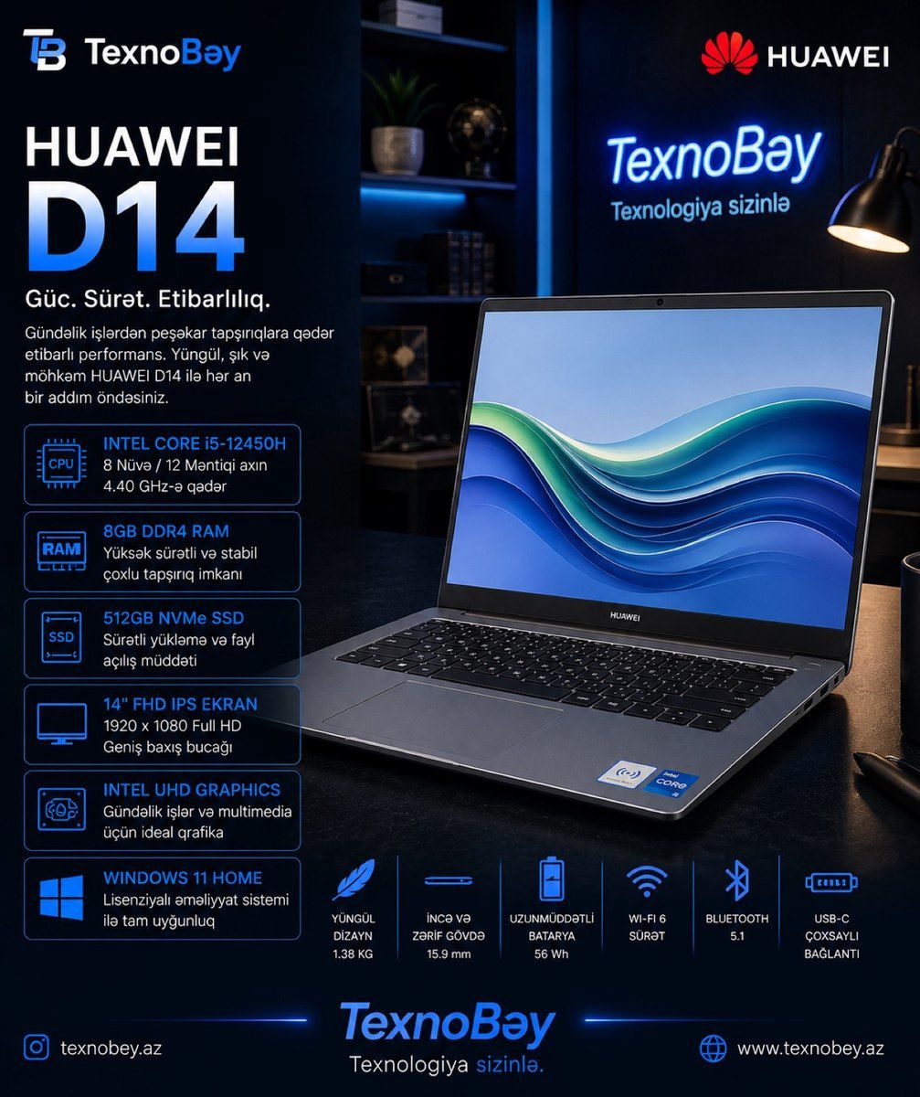 Noutbuk Huawei MateBook D14 (MDF-X) — Elektronika, Bakı