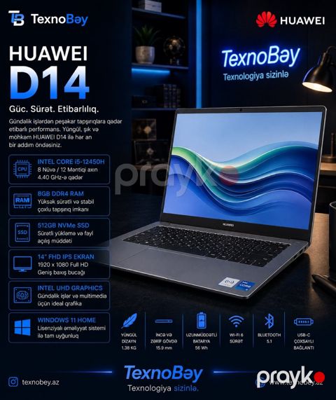Noutbuk Huawei MateBook D14 (MDF-X) — Bakı