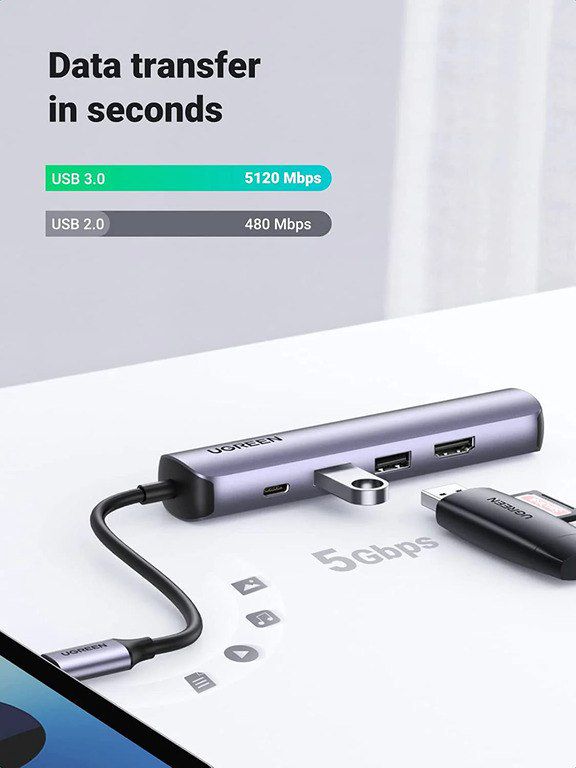 USB-C adapter "Ugreen 5-in-1CM418 10919" — Elektronika, Bakı (3)