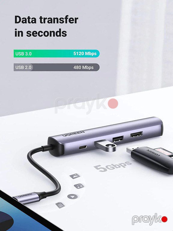 USB-C adapter "Ugreen 5-in-1CM418 10919" — Elektronika, Bakı (3)