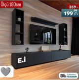 TV stendi və divar rəfləri dəsti - Ölçü: 180 sm (ümumi kompozisiya) - — Mebel evim