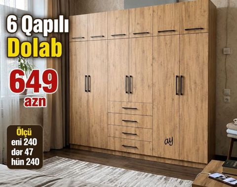 ✨ Sərfəli Mebel Təklifi ✨ *6 qapılı Dolab* 📏 Ölçü: 240×47×240 💰