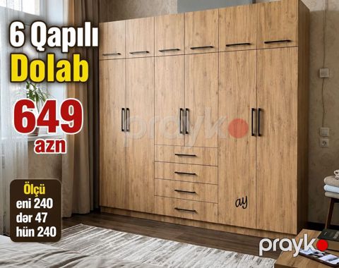 ✨ Sərfəli Mebel Təklifi ✨ *6 qapılı Dolab* 📏 Ölçü: 240×47×240 💰