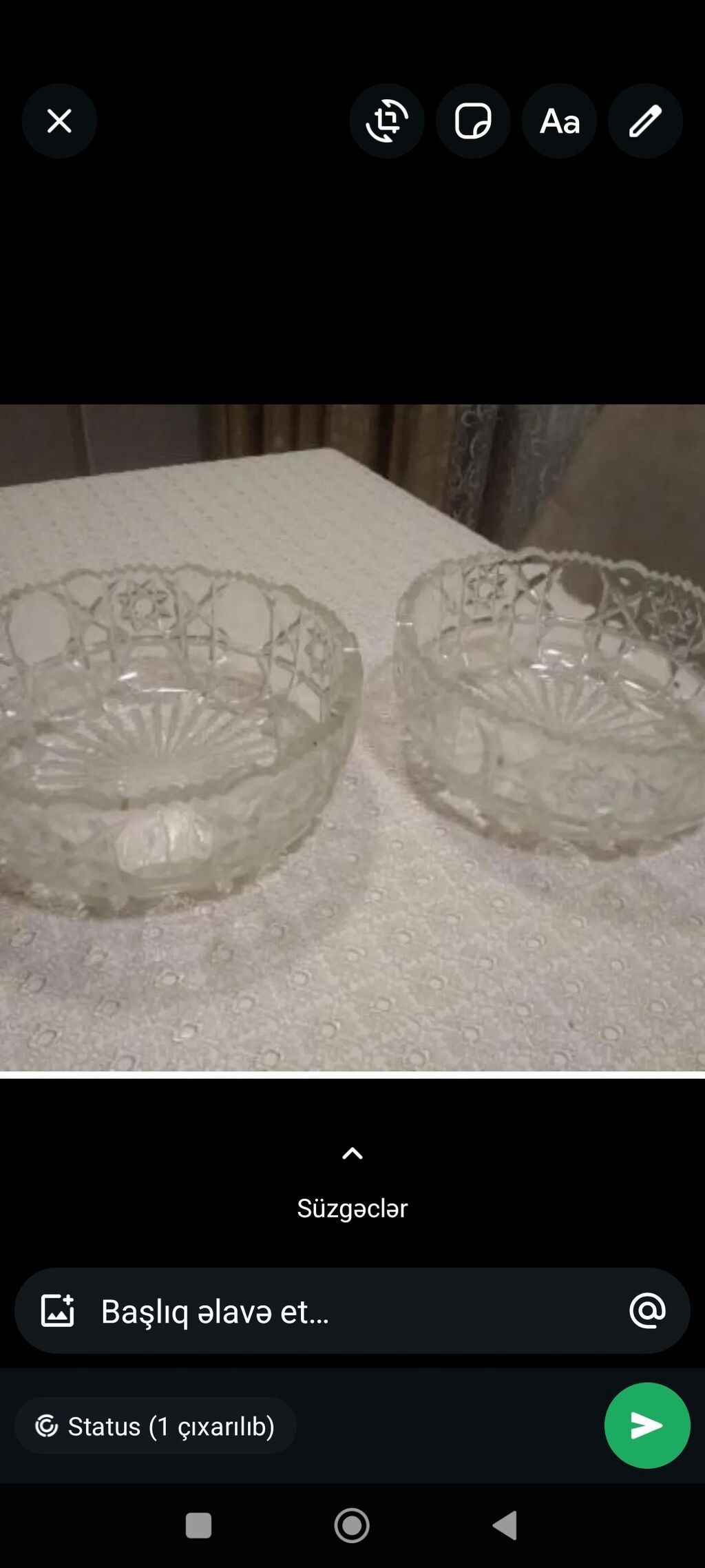 Şüşə qab dəsti – 2 ədəd - Material: qalın şüşə - Forma: dəyirmi — Mallar, Bakı (2)