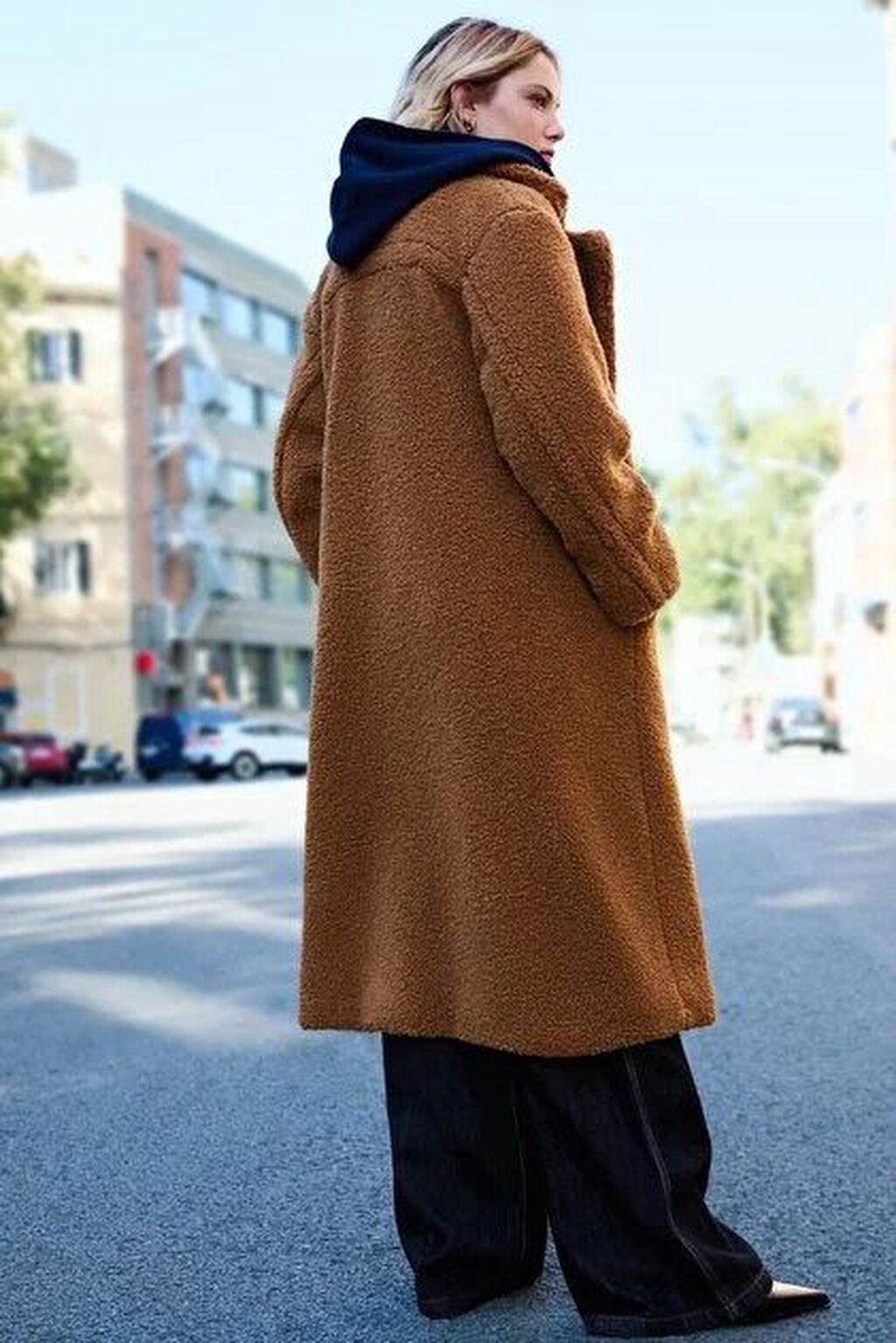 Qəhvəyi teddiyə bənzər palto, Bershka, S ölçü — Yelek, Masazır (2)