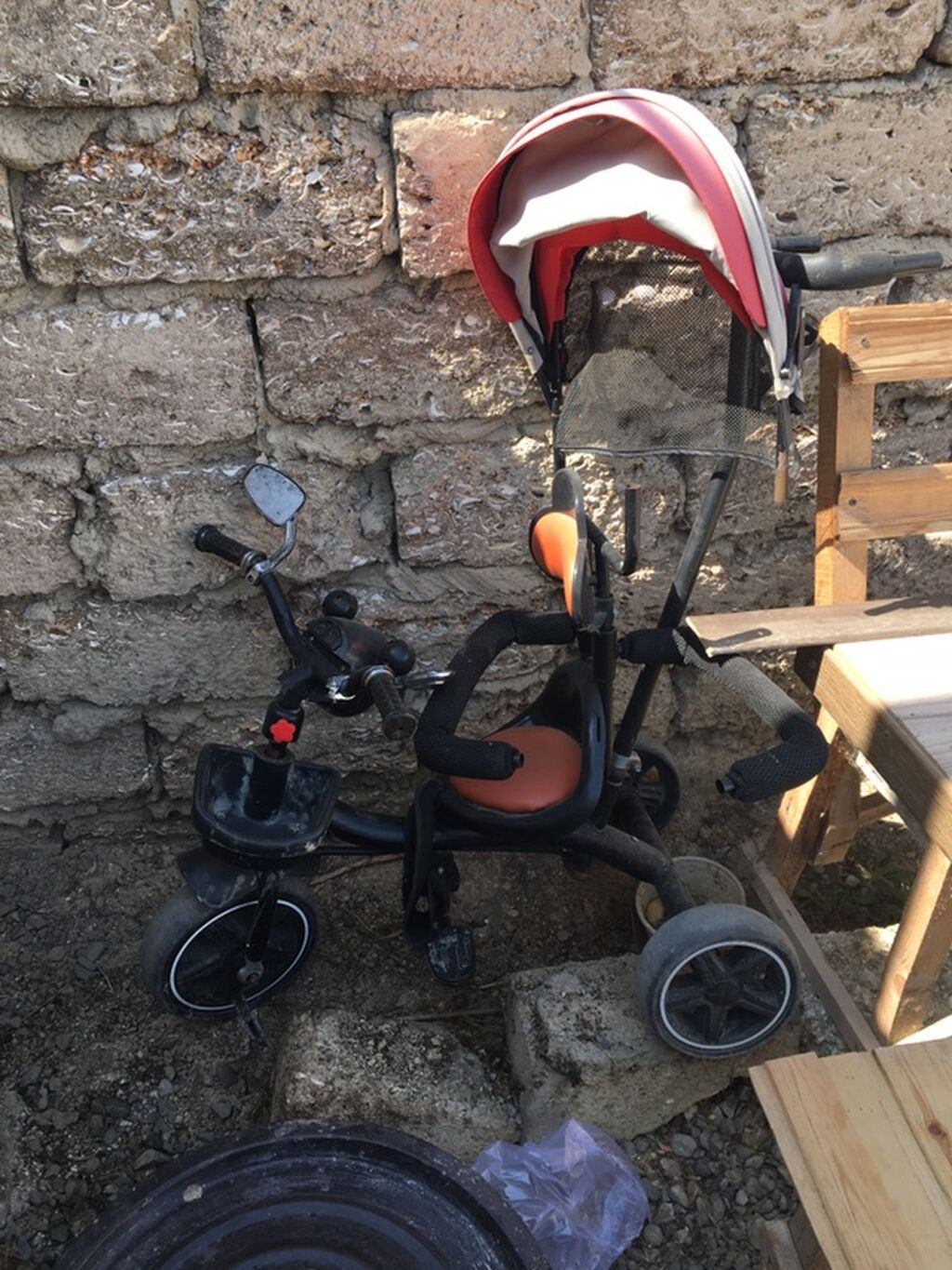 Uşaq üçtəkərli velosiped – valideyn idarəetməli model - Rəng: qara — Uşaq velosipedləri, Bakı