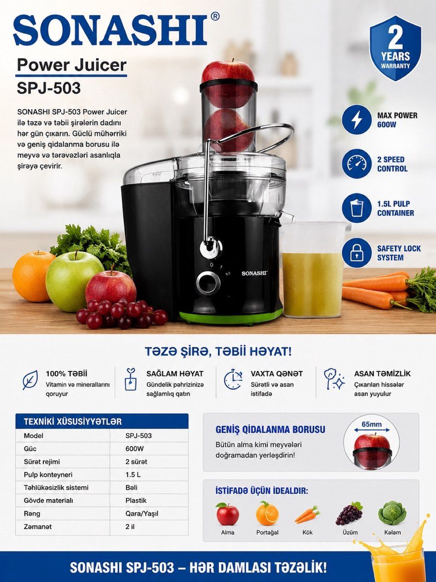 Şirəçəkən Sonashi SPJ-503 — Mallar, Bakı