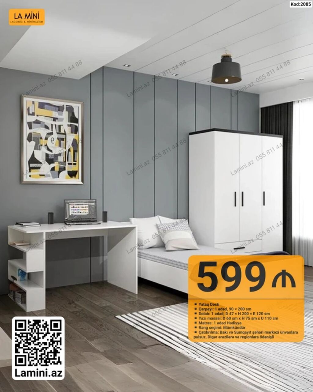 La Mini – Yataq Dəsti (Kod: 2085) Komplektə daxildir: - Çarpayı: 1
