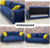 Mavi rəngli, qatlana bilən funk­sional divan. - Material: yumşaq — Sofas