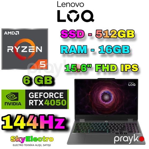 Noutbuk Lenovo LOQ 15ARP9 R5 RTX 4050 6GB — Bakı