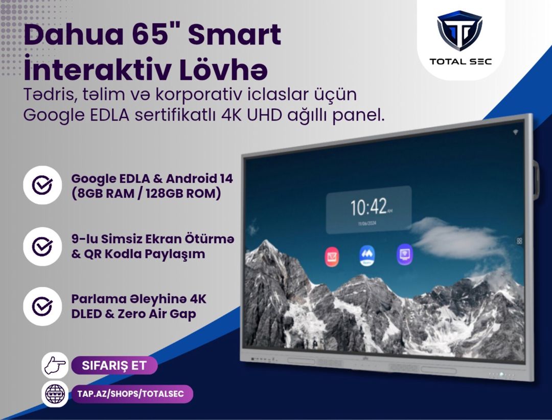 Dahua 65" Smart İnteraktiv Lövhə (DHI-LPH65-ST430) — Elektronika, Bakı