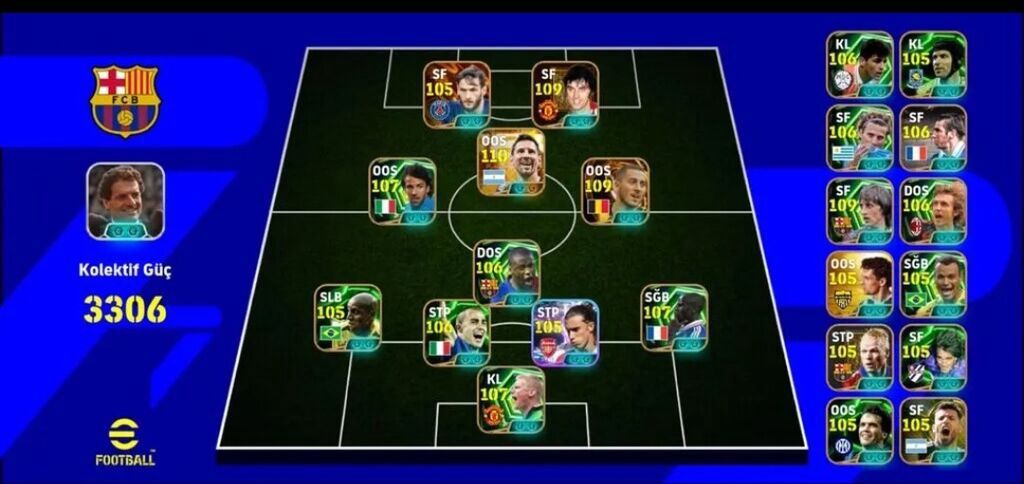 EFootball oyunu üçün yüksək reytinqli hesab/kart kolleksiyası satılır