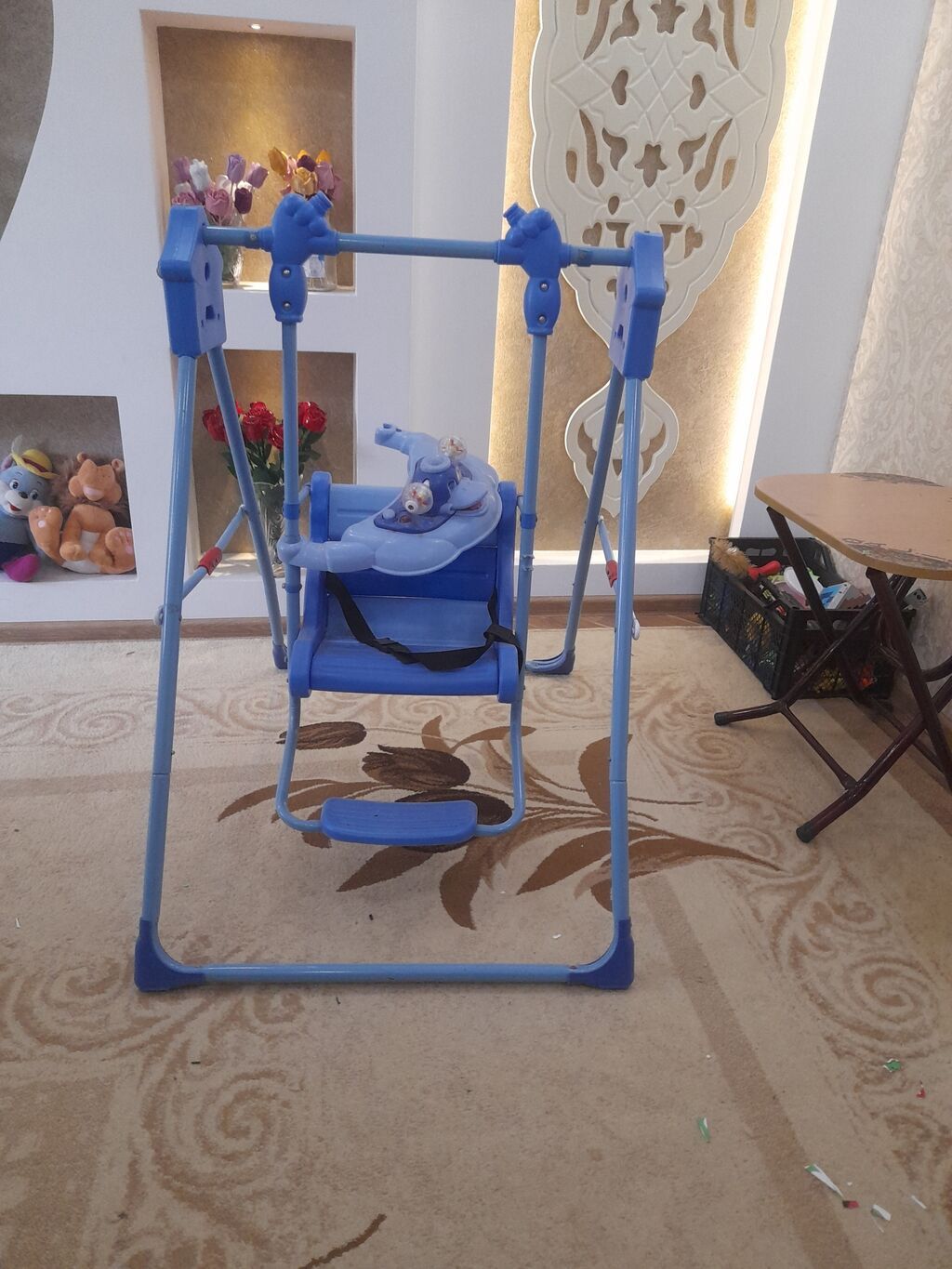 Uşaq yelləncəyi – mavi rəngdə, metal karkaslı - Sabit və möhkəm metal — Oyuncaqlar, Bakı