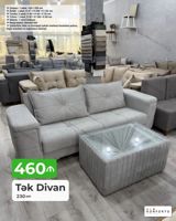 Tək Divan – 230 sm - Rəng: Açıq boz, dekorativ tikişli yastıqlar - — Goods