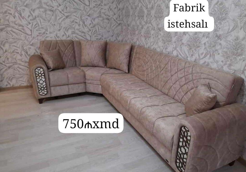 Künc divan – fabrik istehsalı. - L‑şəkilli dizayn, geniş oturacaq — Divanlər, Bakı