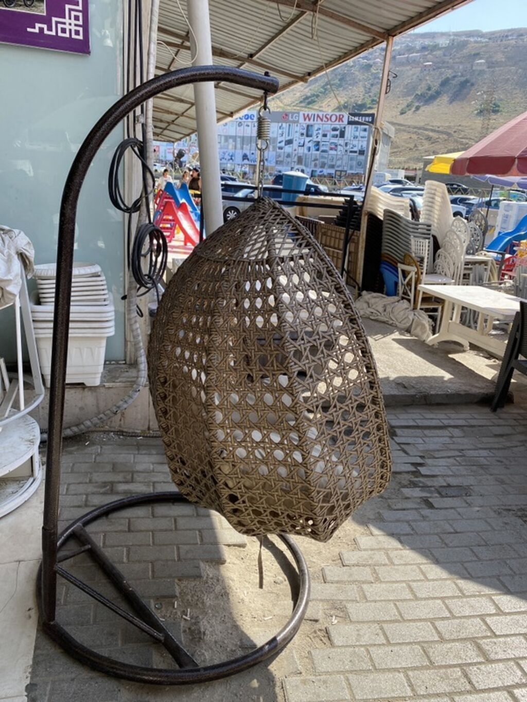 Asma yelləncək kreslo – “yumurta” model - Dəst: metal dayaq (dairəvi — Mebel, Bakı (3)
