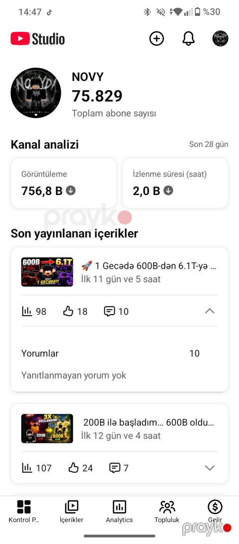 75.829 Abunəçili YouTube Roblox Kanalı Satılır — Masallı