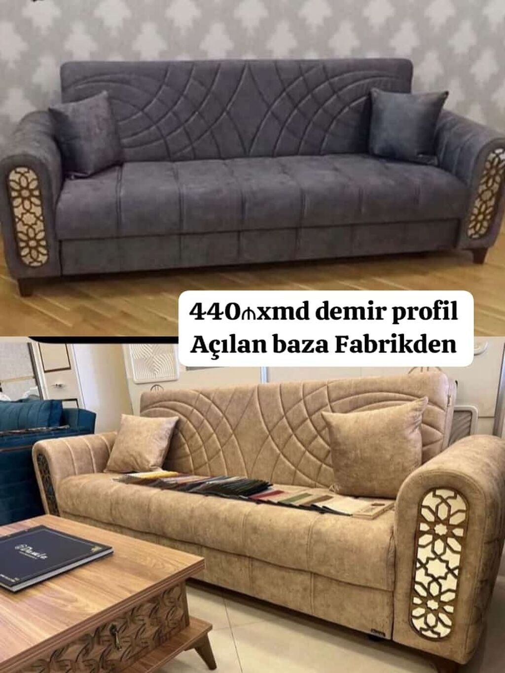 Açılan baza funksiyalı divan – fabrik istehsalı. - Demir profil karkas