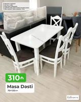 Masa Dəsti – 70×120 sm - Mexanizm: Açılmayan - Stul sayı: 4 ədəd — Mebel