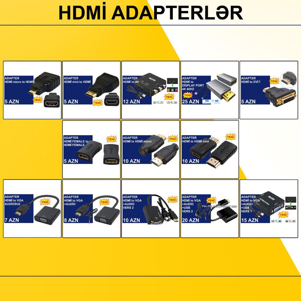 HDMİ Adapterlər/Konverterlər (Çeviricilər) ⭐HDMİ to AV – 12 AZN ⭐HDMİ