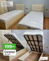 Çarpayı – 90×200 sm - Mexanizm: açılan, bazalı (yuxarı qalxan — Mebel