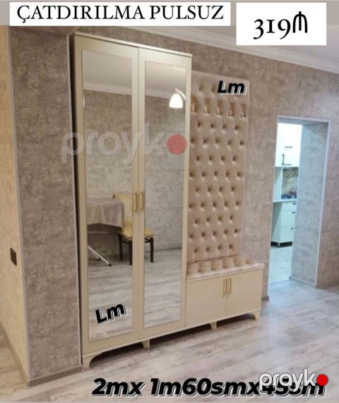 Dəhliz üçün məişət mebeli dəsti - Model: güzgülü qapılı şkaf + — Bakı