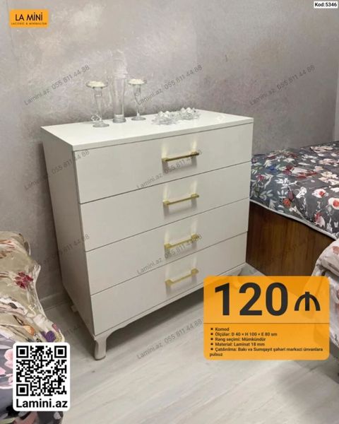 Komod – LA MINI - Kod: 5346 - Ölçülər: D 40 × H 100 × E 80 sm - — Lamini Mebel — Komodlar və tumbalar
