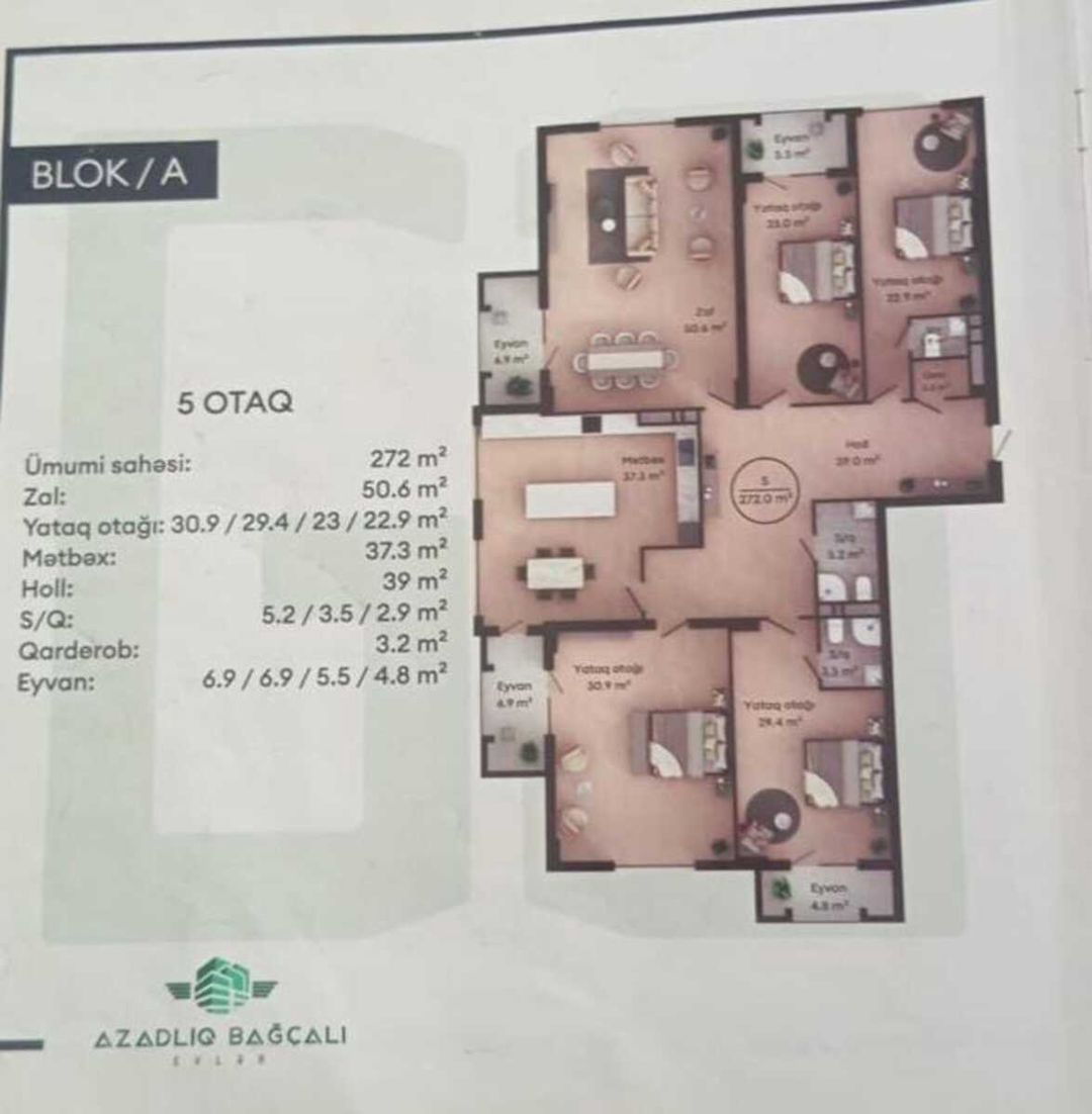 Satılır 5 otaqlı yeni tikili 272 m² — Mənzil, Bakı (5)