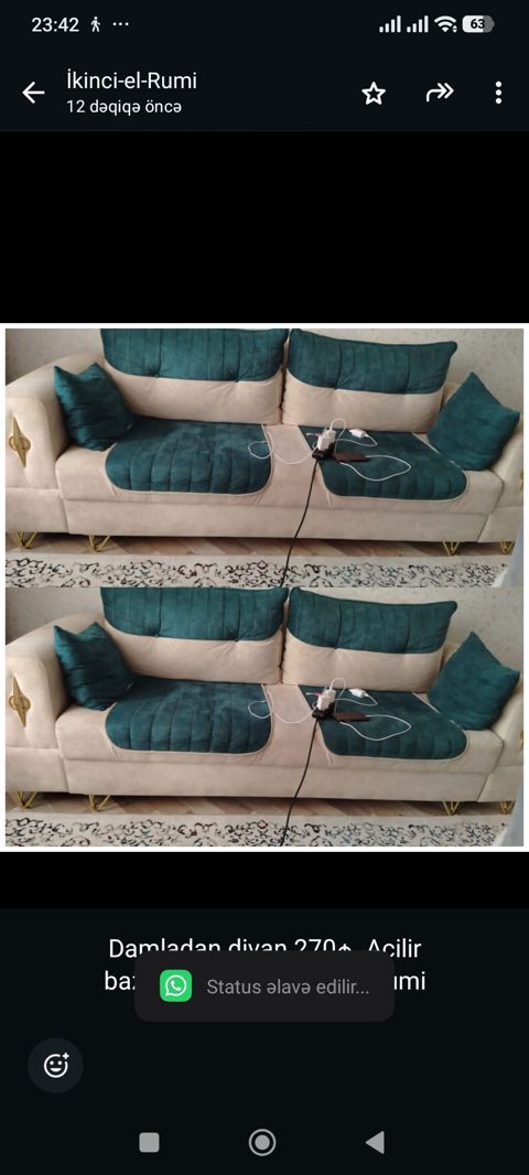 Damladan divan 270₼ .Acilir bazali .Unvan Qarayev &Rumi — Aişə Xanım — Divanlar