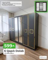 6 qapılı geyim dolabı - Ölçü: 47×200×240 sm - Material: 18 mm laminat — Mebel