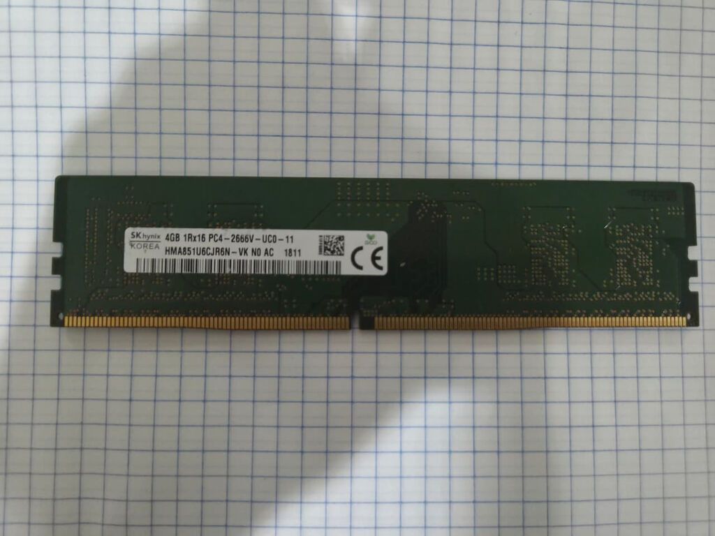 Operativ yaddaş (RAM) Samsung, 8 GB, 2666 Mhz, DDR4, PC üçün, İşlənmiş — Elektronika, Bakı (7)