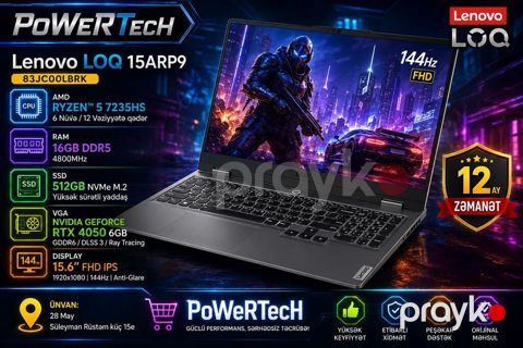 Yeni Lenovo LOQ, 15.6 ", AMD Ryzen 5, 512 GB, Ünvandan götürmə, Pulsuz çatdırılma, Ödənişli çatdırılma
