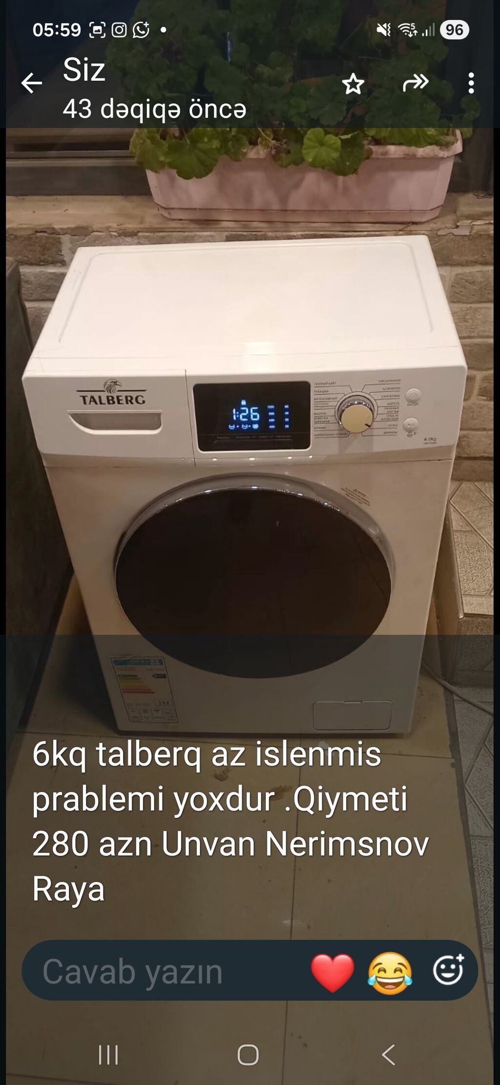 Talberg paltaryuyan maşın – 6 kq yükləmə. - Ön yükləməli, geniş qapılı