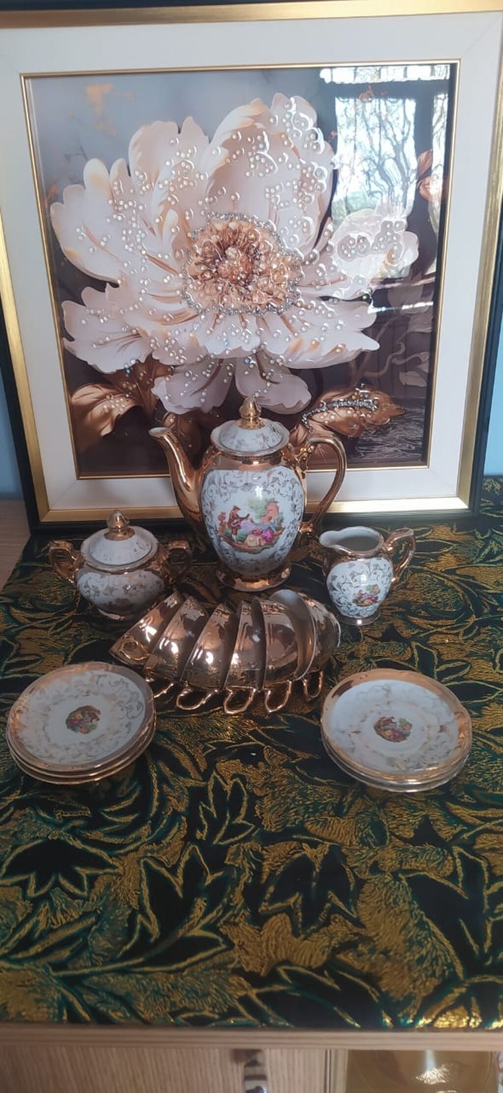 Çay dəsti, rəng - Qızılı, Farfor — Mallar, Mehdiabad (2)