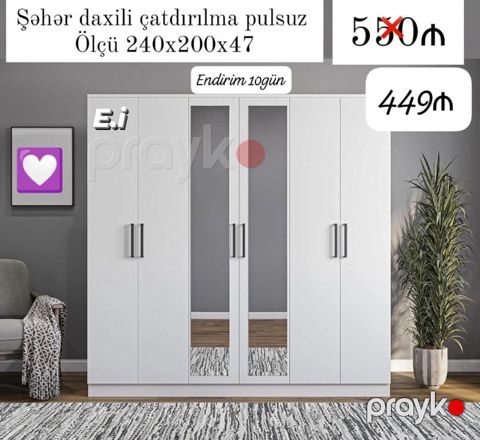 6 qapılı dolab Yep yeni 449 azn rəng seçimi var çatdırılma var