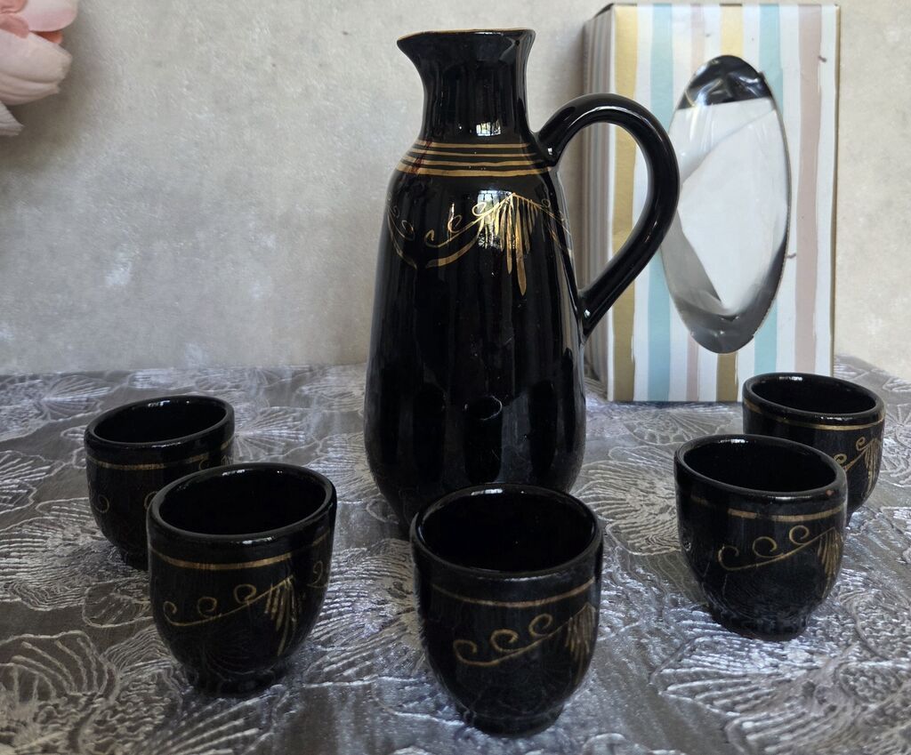 Qara keramika qraf və 5 əd stəkan — dekorativ keramika — Qablar və mətbəx əşyaları, Bakı (5)