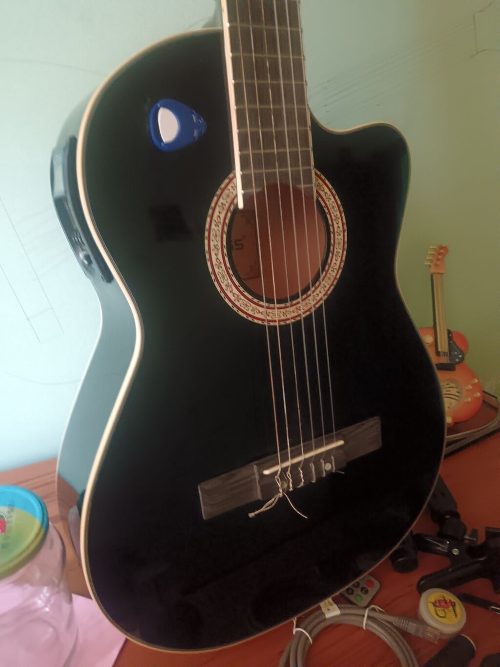 Gitar+mizrab+remen+çanta+capo Elektro-akustik klassik gitara – kəsimli — Mallar, Güzdək (2)