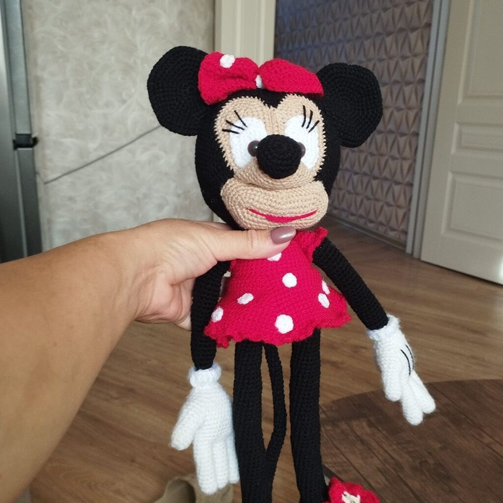 Əllə toxunmuş amigurumi oyuncaq mikkimaus - Material: pambıq iplik