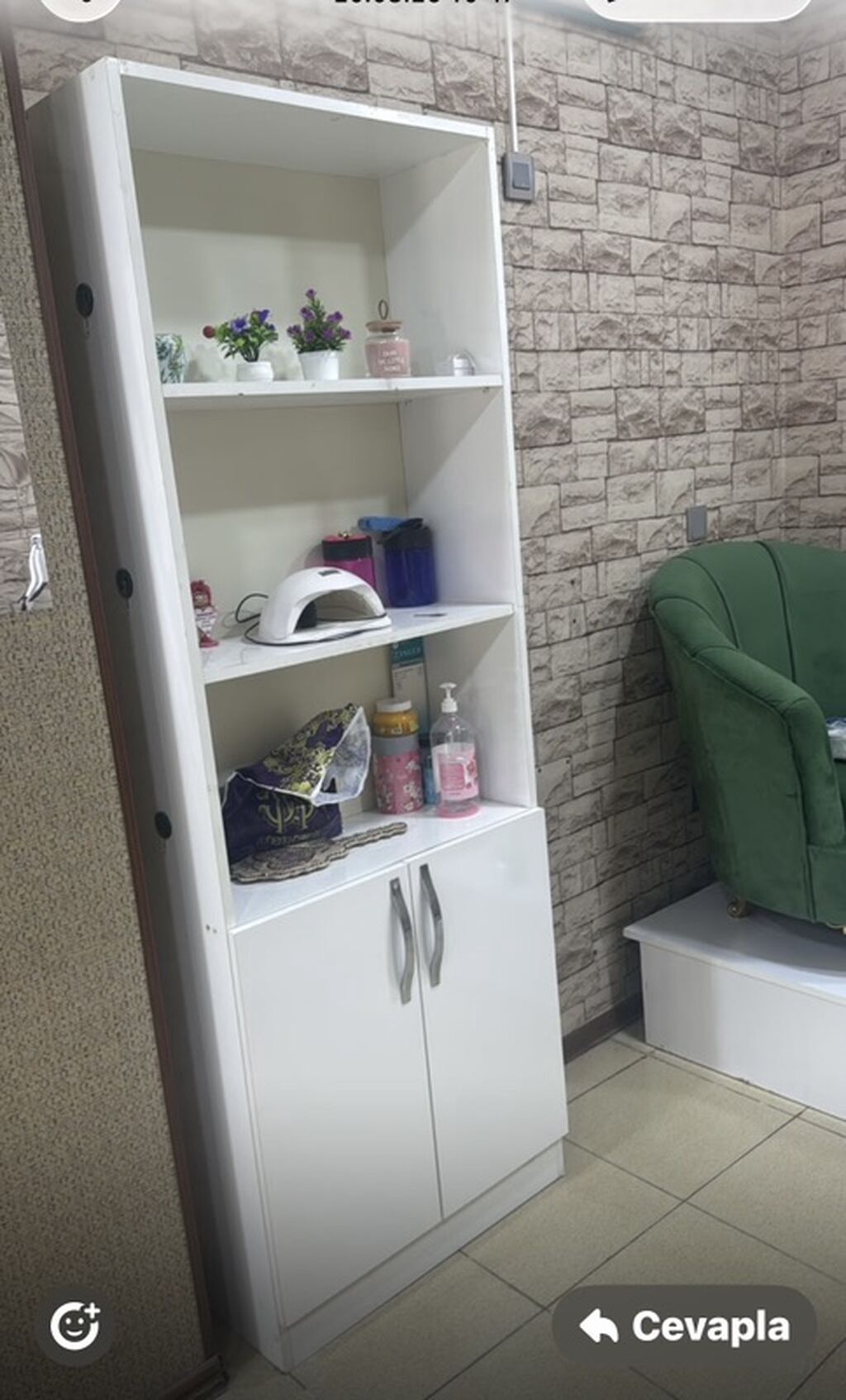 Ağ rəngli çoxfunksiyalı rəfli şkaf - Material: Laminat/MDFlam tipli