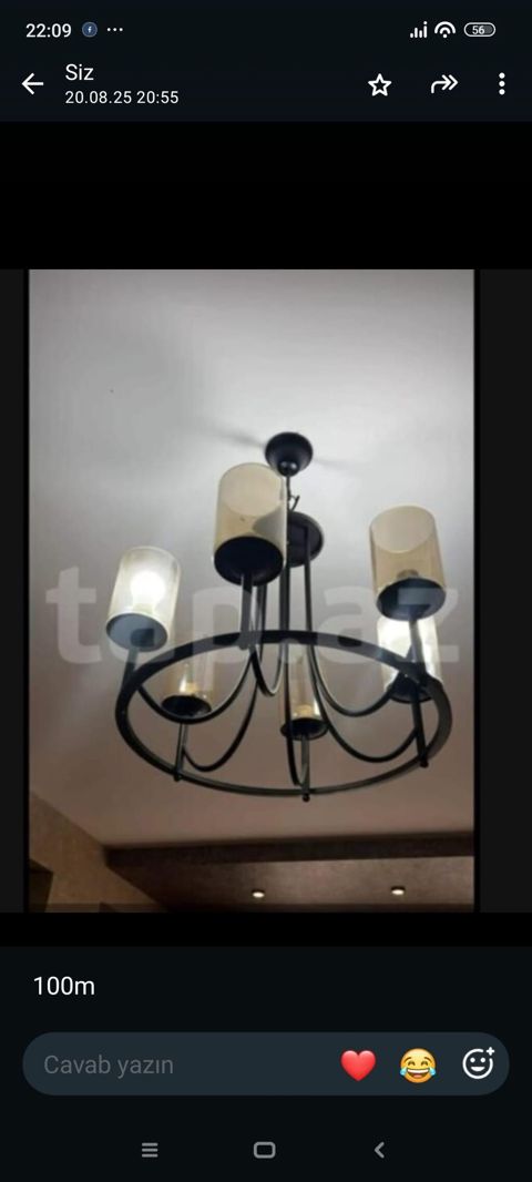 Çılçıraq, 5 lampa, Metal