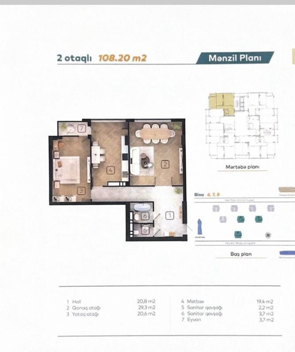 Satılır 3 otaqlı yeni tikili 108.2 m² — Mənzil, Bakı (2)