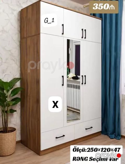 Geniş tutumlu paltar dolabı – model G_1 - Ölçü: 250 120 47 sm — Bakı