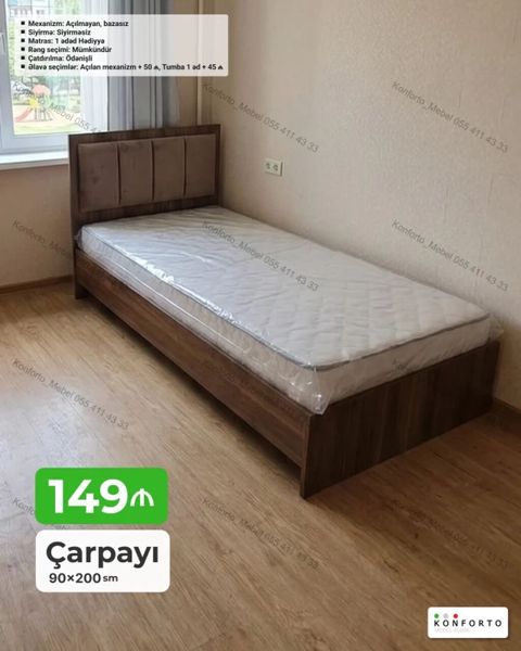 Çarpayı – 90×200 sm - Mexanizm: açılmayan, bazasız - Çərçivə