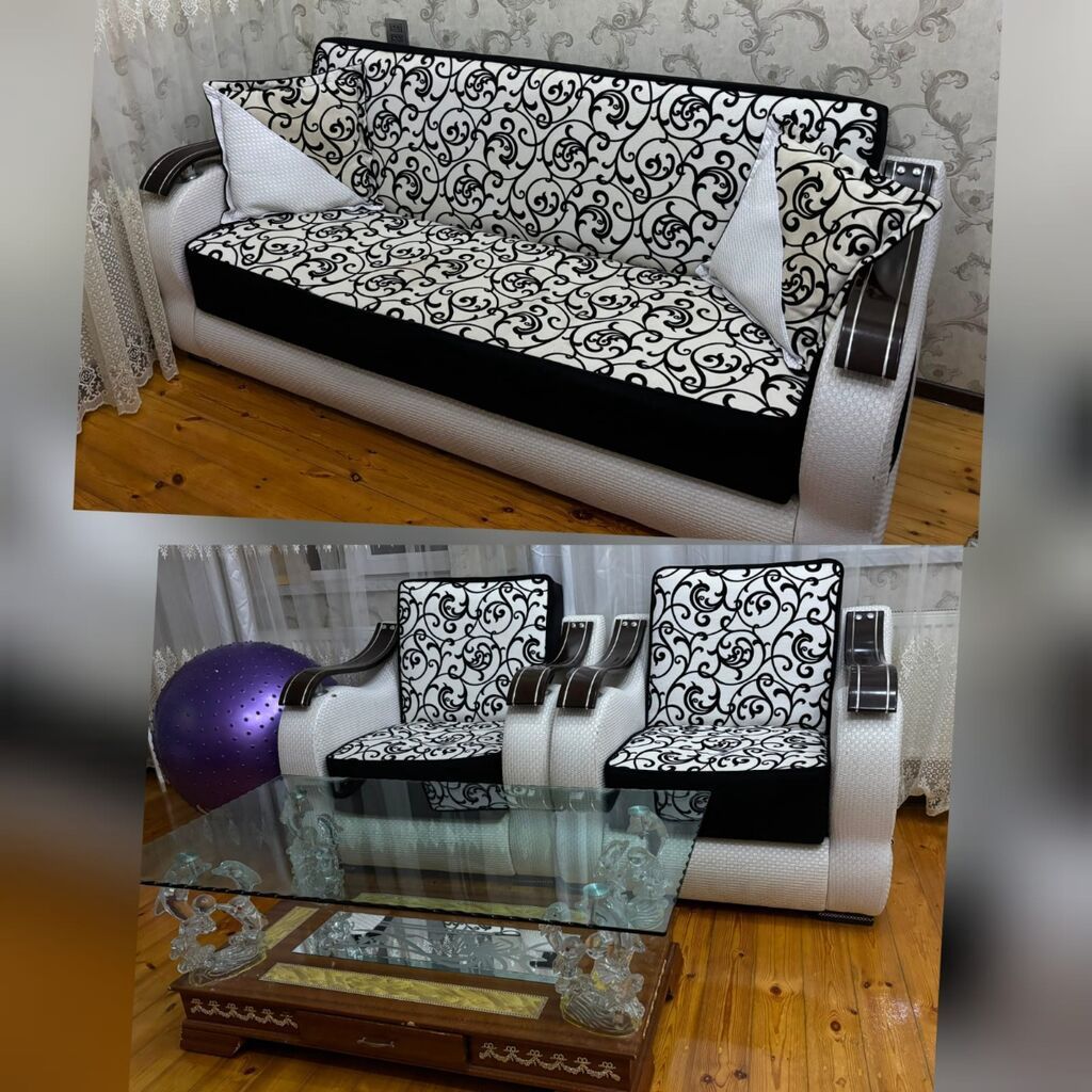 Qonaq otağı üçün zərif mebel dəsti - Tərkibi: 1 ədəd 3 nəfərlik divan