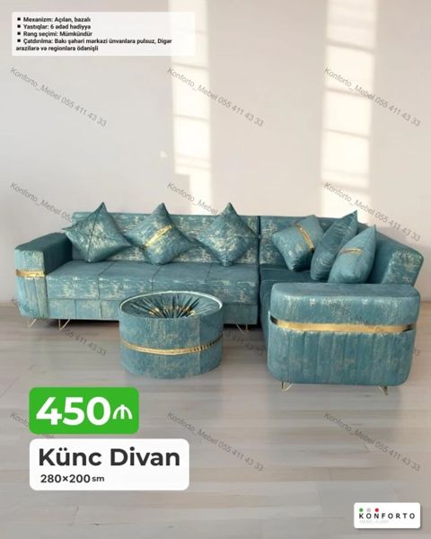 Künc divan – 280×200 sm Rəng: Seçim imkanı mövcuddur Mexanizm