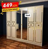 Ağ rəngli, qızılı dekor xətləri ilə klassik üslubda 6 qapılı paltar — Mallar