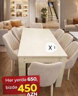 Ağ rəngli yemək masası və 6 ədəd stul dəsti. - Minimalist, müasir — Mebel
