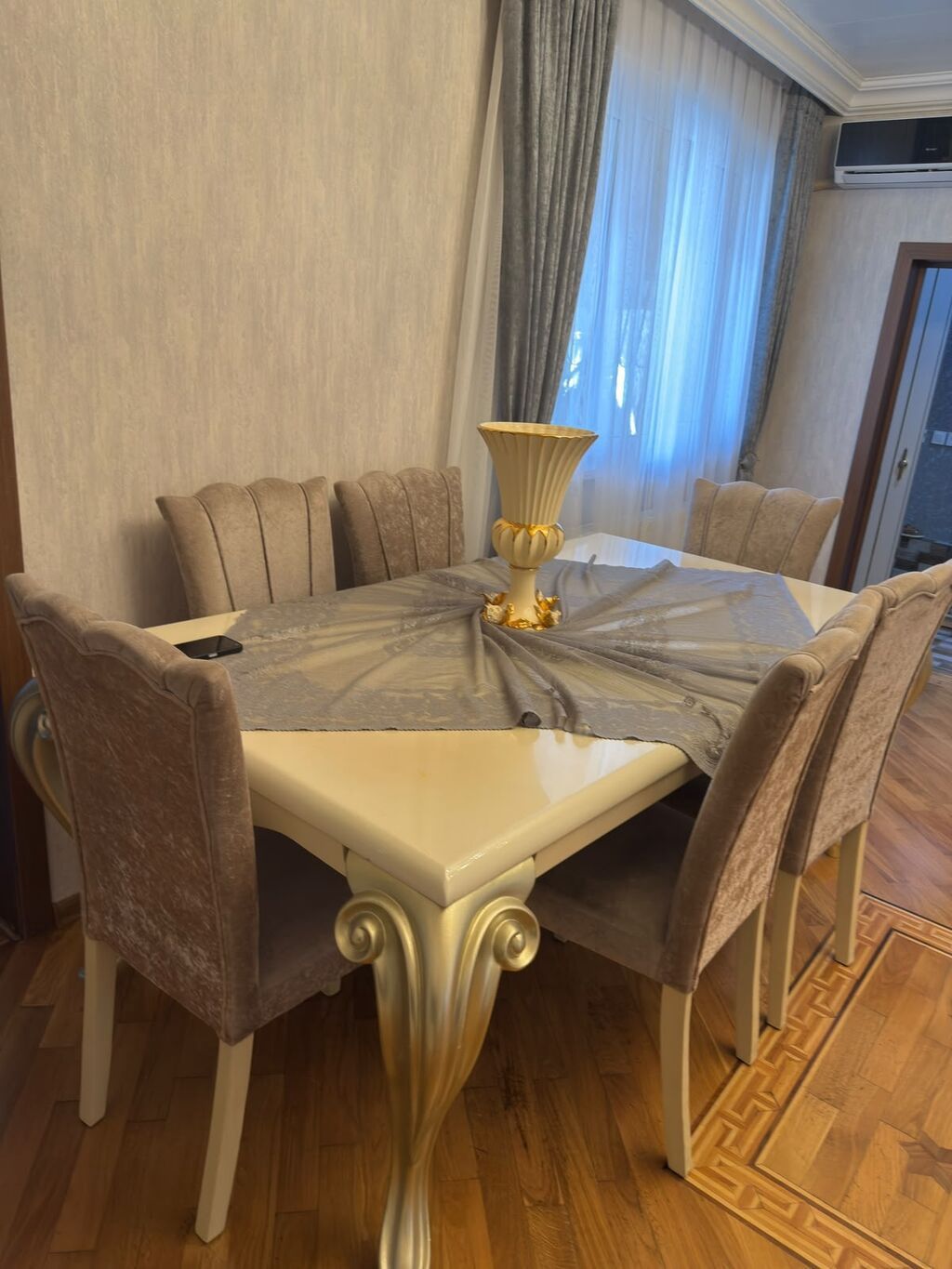 Yemək masası və 6 ədəd stul dəsti - Klasik-elit dizaynlı düzbucaqlı — Mebel, Xırdalan (2)
